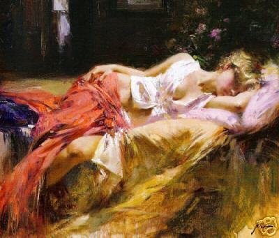 Free-shipping-framed-Handicrafts-Repro-oil-painting-Sleep-a-beautiful-woman-24x36-inches